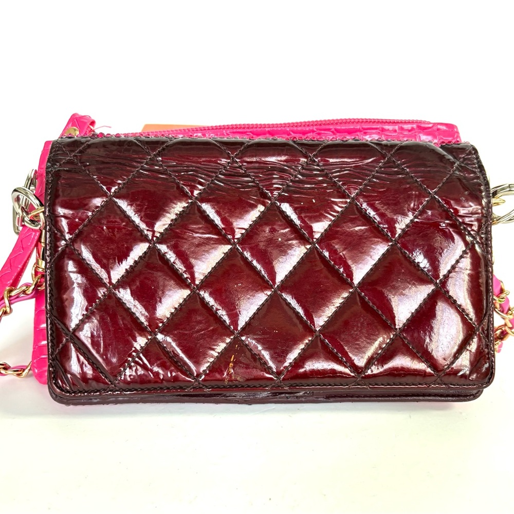 CHA-NEL CC Custom Rhinestone Hot Pink Leather Wallet on Chain - Picture 3 of 14